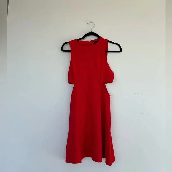 Topshop UK | Red Skater Cutout Dress - fit and flare- side peekaboos US6 | UK10 - Picture 4 of 4